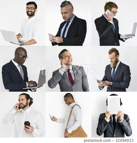 Collection of diverse people using digital devices 32094015