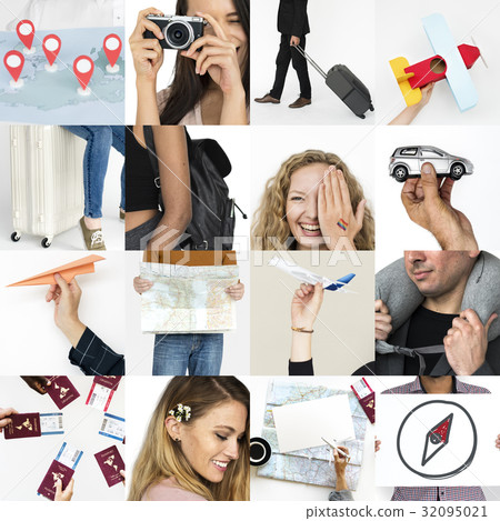 Set of People Traveling Journey Studio Collage Set of People Traveling Journey Studio Collage 32095021