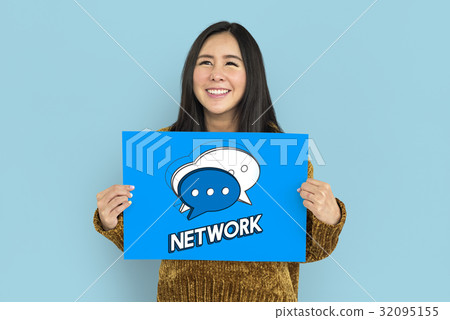 Woman Chat Bubble Message Social Media Graphic 32095155