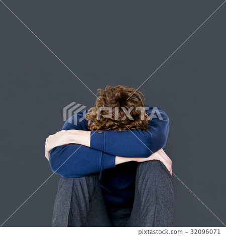 Student young man stressed unhappy failed alone Student young man stressed unhappy failed alone 32096071