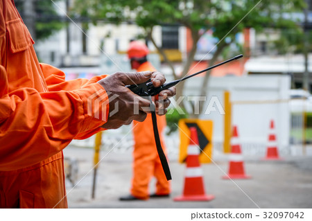 Walkie Talkie transceiver in Road construction  32097042