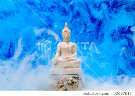 Buddha in the white smoke. Buddha in the white smoke. 32097615