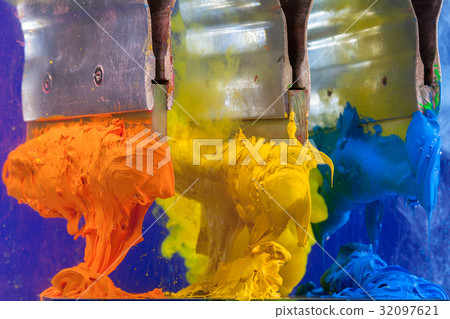 splash watercolor into plastisol ink 32097621