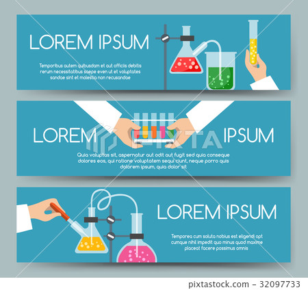 Scientist chemical laboratory banner set 32097733