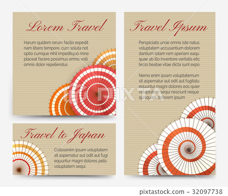 Invitation cards with japanese umbrella set 32097738