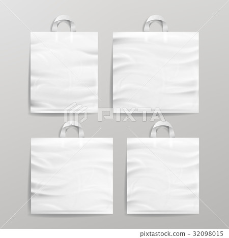 White Empty Reusable Plastic Shopping Realistic 32098015