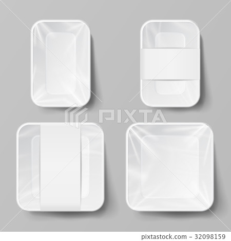 Template Blank White Plastic Food Container Set 32098159