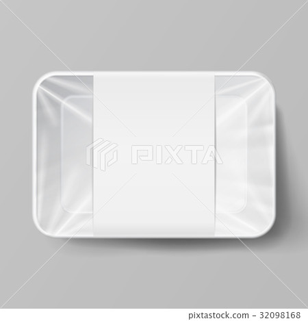 Plastic Food Container With Label. White Empty Plastic Food Container With Label. White Empty 32098168
