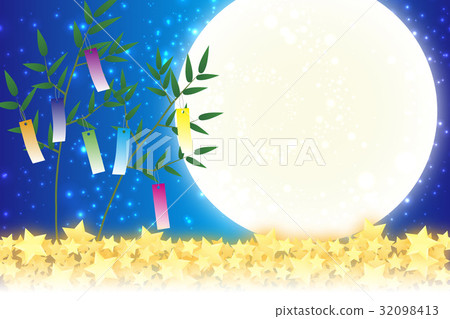 背景材料壁纸 七夕装饰 节日 传统 带 竹叶 初夏 星尘 银河系 银河系 图库插图 32098413 Pixta
