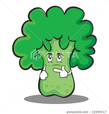 Thinking broccoli chracter cartoon style Thinking broccoli chracter cartoon style 32099317