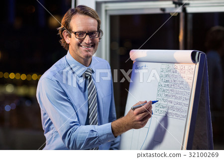 Businessman writing on whiteboard Businessman writing on whiteboard 32100269