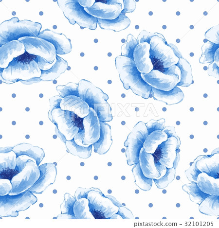 Floral seamless pattern with blue flowers 4 - Stock Illustration ...