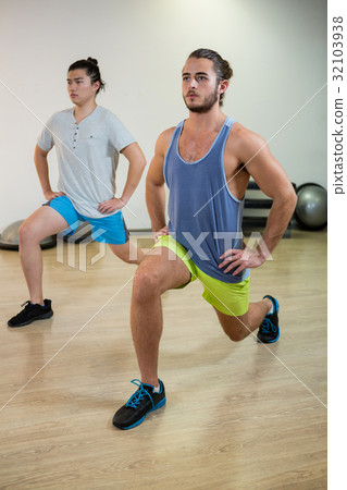Two men doing aerobic exercise Two men doing aerobic exercise 32103938