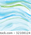Handmade Painting watercolor blue sea, paper 32108124