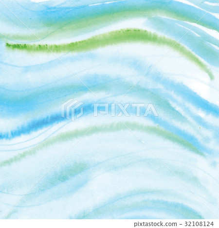 Handmade Painting watercolor blue sea, paper 32108124