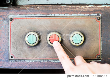 Finger press rustic control panel of old machine Finger press rustic control panel of old machine 32108564