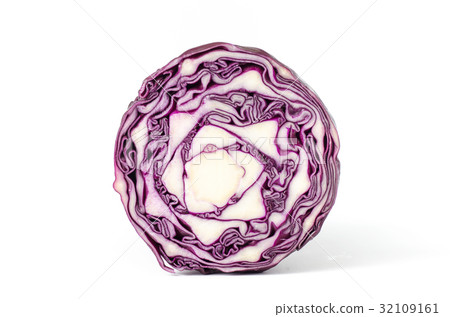 Half of purple cabbage on white background Half of purple cabbage on white background 32109161