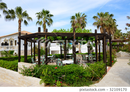 The lounge terrace at luxury hote, Crete, Greece The lounge terrace at luxury hote, Crete, Greece 32109170