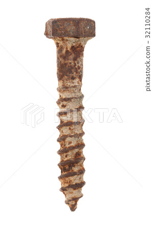 Rusted old screw isolated 32110284