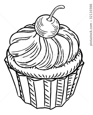 Muffin Vintage Retro Woodcut Style Muffin Vintage Retro Woodcut Style 32110366