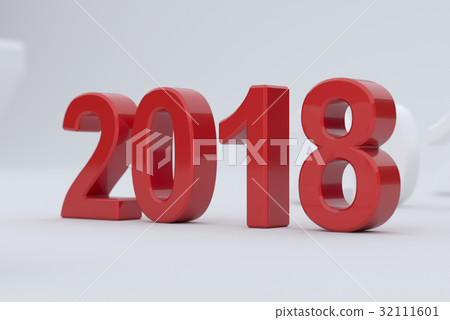 2018 year on white background. Soft focus 2018 year on white background. Soft focus 32111601