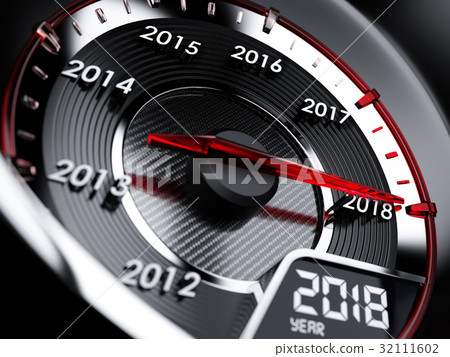 2018 year car speedometer. Countdown concept 2018 year car speedometer. Countdown concept 32111602