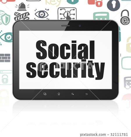 Privacy concept: Tablet Computer with Social Privacy concept: Tablet Computer with Social 32111781