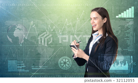 Professional confident businesswoman writing in 32112055