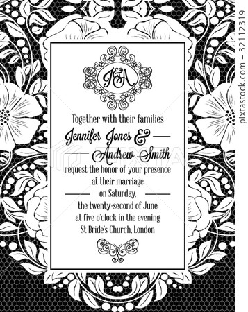 Elegant floral swirls, lacy pattern ornate frame 32112319