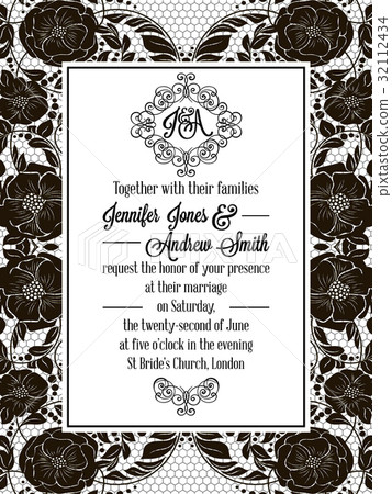 Elegant floral swirls, lacy pattern ornate frame 32112434