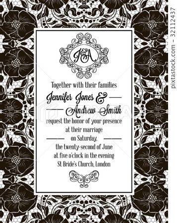 Elegant floral swirls, lacy pattern ornate frame 32112437