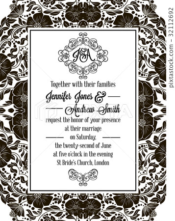 Elegant floral swirls, lacy pattern ornate frame 32112692