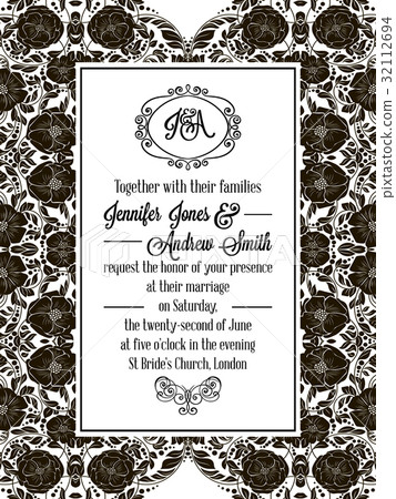 Elegant floral swirls, lacy pattern ornate frame 32112694