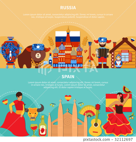 Russia Spain Travel Banners 32112697