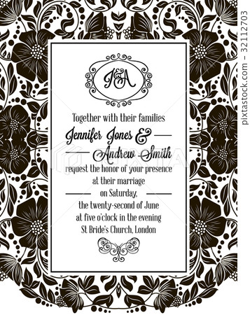 Elegant floral swirls, lacy pattern ornate frame 32112703