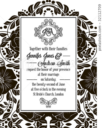 Elegant floral swirls, lacy pattern ornate frame 32112709