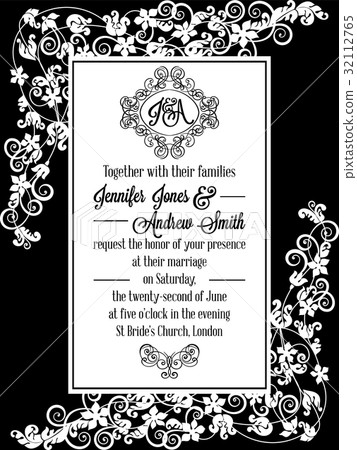 Elegant floral swirls, lacy pattern ornate frame 32112765