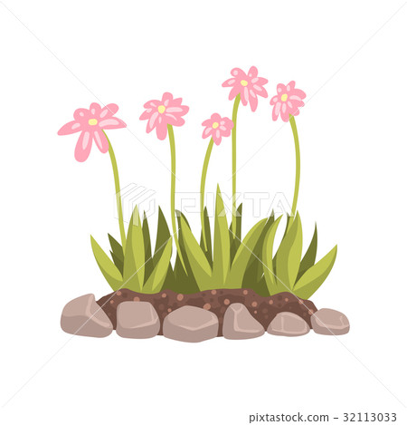 Flowers growing in the flowerbed cartoon vector - Stock Illustration ...