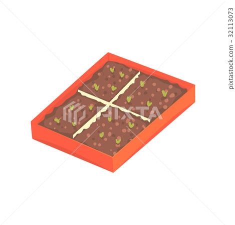 Tray of plants seedlings cartoon vector 32113073