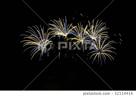 Firework.Beautiful colorful fireworks on the water Firework.Beautiful colorful fireworks on the water 32114414