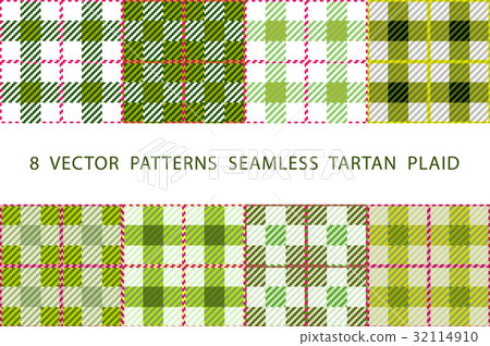8 tartan geometrical seamless patterns lime green 32114910