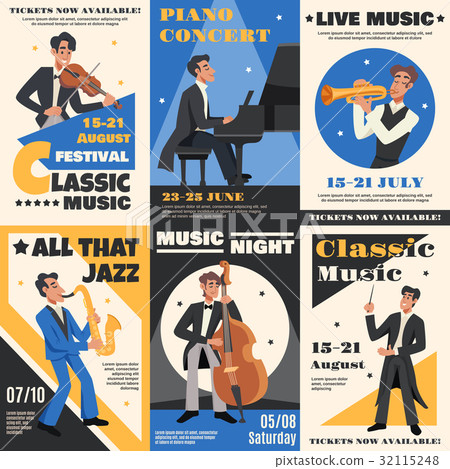 Musician Poster Banner Set - Stock Illustration [32115248] - PIXTA