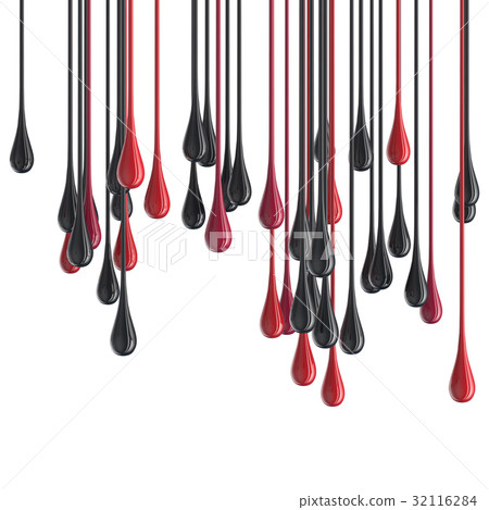 3D red and black glossy paint drop blobs 32116284
