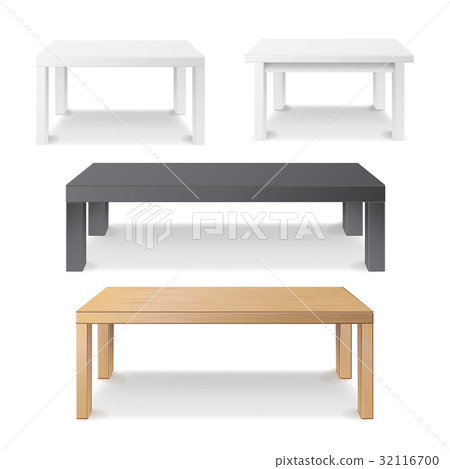 Empty Table Set Vector. Wooden, Plastic, White 32116700