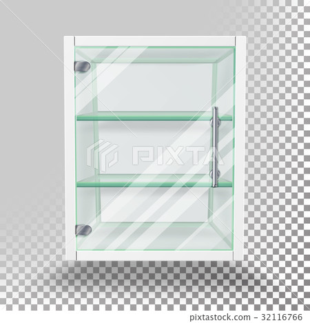 Advertising Glass Cabinet Vector. Empty Stand Advertising Glass Cabinet Vector. Empty Stand 32116766