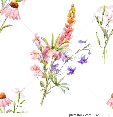 Watercolor floral summer vector pattern Watercolor floral summer vector pattern 32116956
