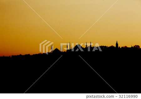 Istanbul beautiful silhouette on the bosphorus Istanbul beautiful silhouette on the bosphorus 32116990