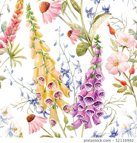 Watercolor floral summer pattern Watercolor floral summer pattern 32116992