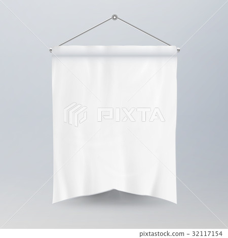 White Pennant Template Vector. Empty 3D Pennant 32117154