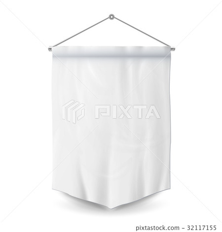 White Pennant Template Vector. Clean 3D Pennant 32117155